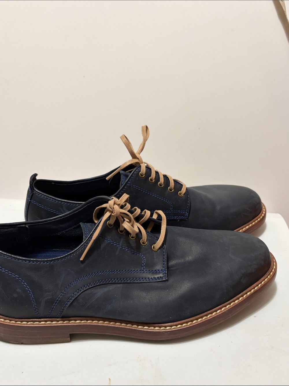 Cole Haan Men's Blue Leather Derby Shoes with Lace Up Sz 8M - Picture 8 of 11